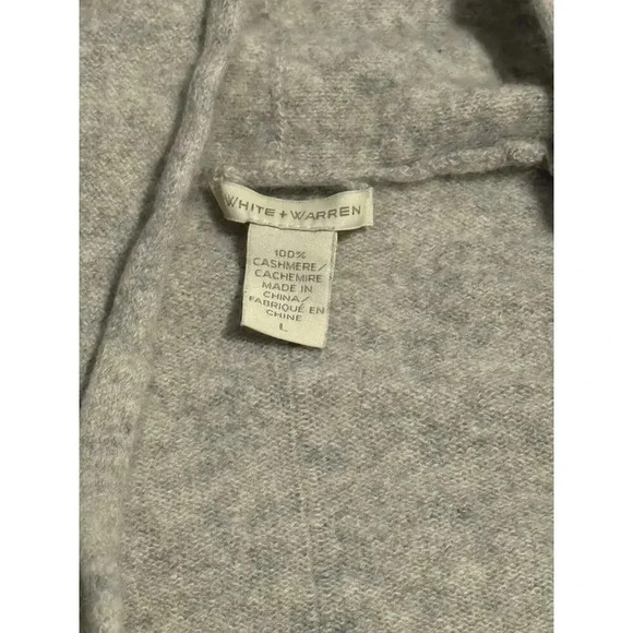 White + Warren 100% Cashmere Open Front Classic Minimalist  Gray Cardigan Large - Picture 6 of 6